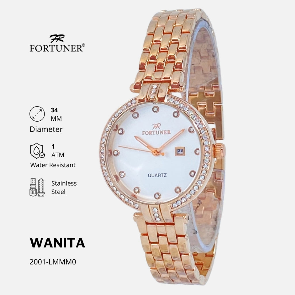 Fortuner Jam Tangan Wanita Analog Fashion Ala Korea Rantai Stainless Alora