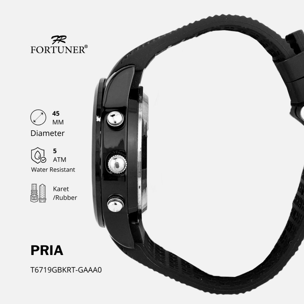 Fortuner Jam Tangan Pria Analog-Digital Dualtime Casual Karet Tahan Air Norbert