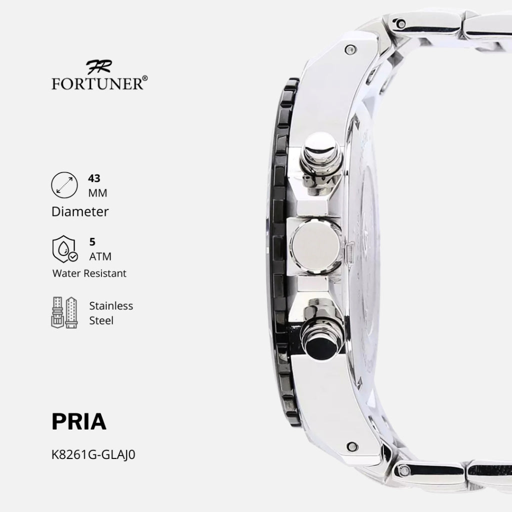 Fortuner Jam Tangan Analog Pria Chrono Tahan Air Rantai Pierson