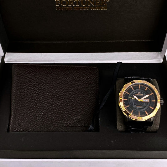 Fortuner Jam Tangan Analog Pria Day-Date Water Resistant Rantai Bonus Dompet dan Box Exclusive Findley