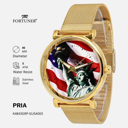 Fortuner Jam Tangan Analog Pria Kasual Liberty Edition Tahan Air Kulit Rantai Kayson