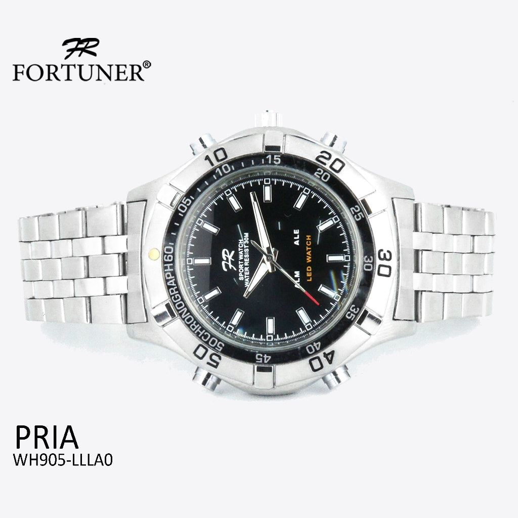 Fortuner Jam Tangan Analog LED Pria Water Resistant Frederick