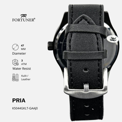 Fortuner Jam Tangan Sports Pria Analog Water Resistant Rantai Stainless Hitam Hadrian