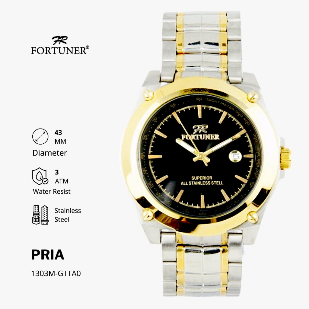 Fortuner Jam Tangan Pria Analog Water Resist Superior All Stainless Tymon