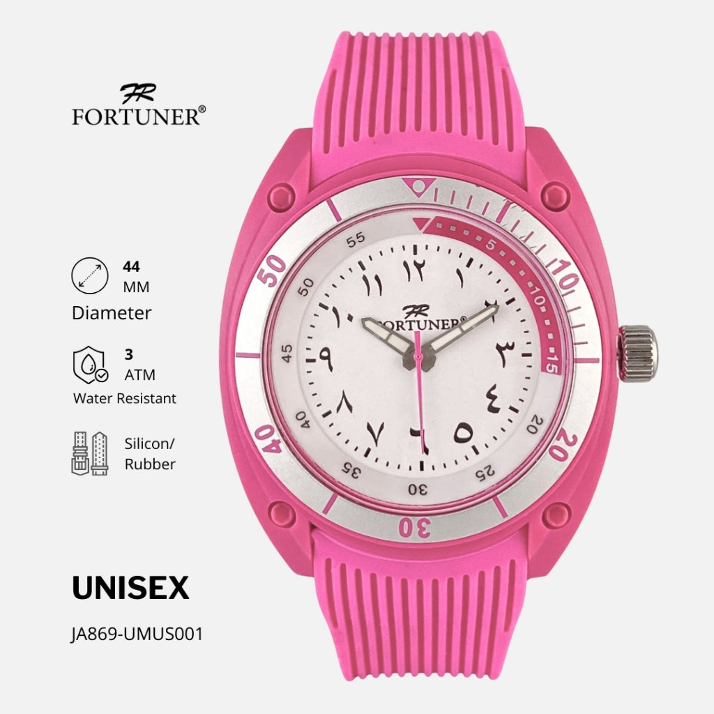 Fortuner Jam Tangan Unisex Pria-Wanita Analog Angka Arab Sport Casual Tahan Air Karet Diya