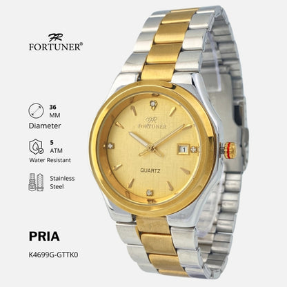 Fortuner Jam Tangan Fashion Pria Analog Water Resistant Rantai Stainless Silver Deluxe Tako