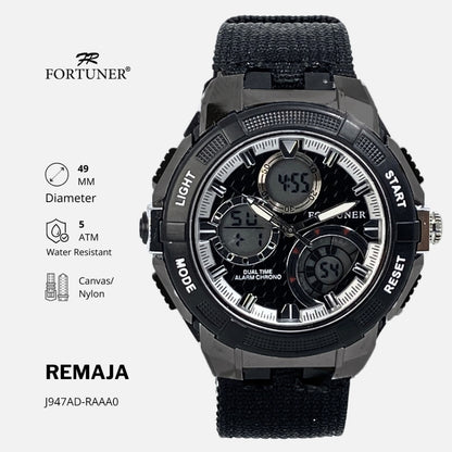 Fortuner Jam Tangan Remaja Pria Sport DualTime Analog-Digital Tahan Air Karet Jailin