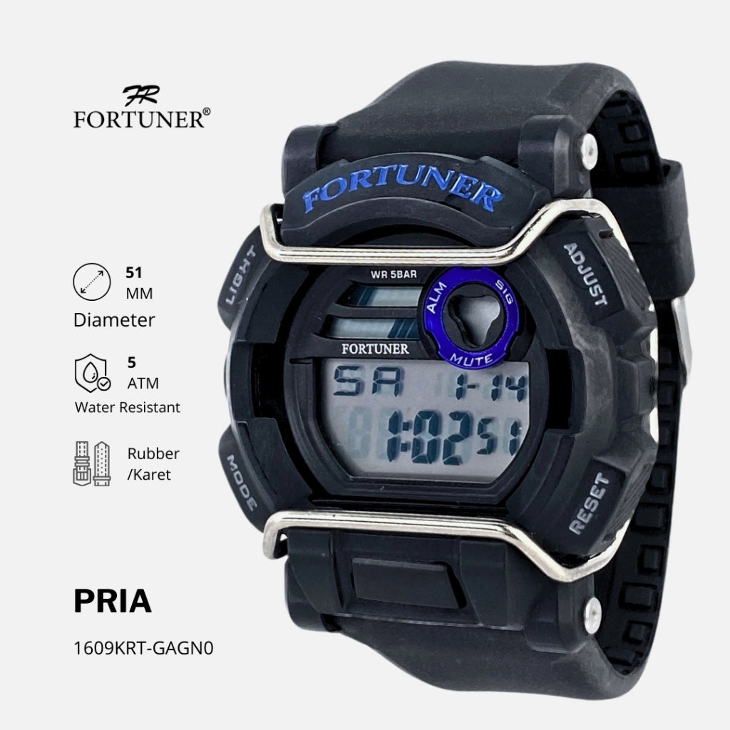 Fortuner Jam Tangan Pria Digtial Sport Water Resist Rubber Bohuslav