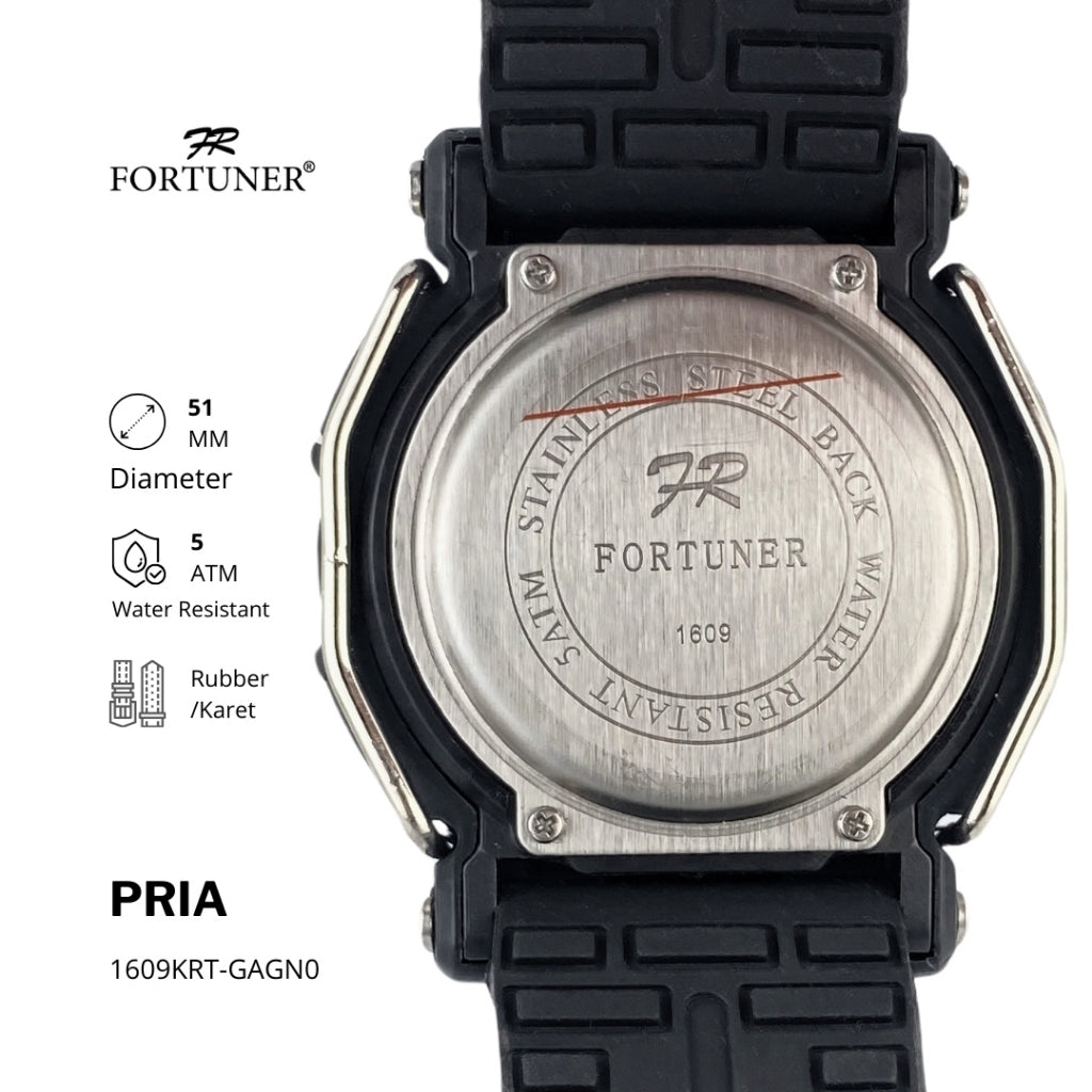 Fortuner Jam Tangan Pria Digtial Sport Water Resist Rubber Bohuslav