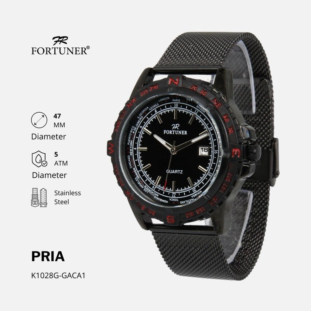 Fortuner Jam Tangan Analog Pria Water Resistant Rantai Pasir Milanese Varten