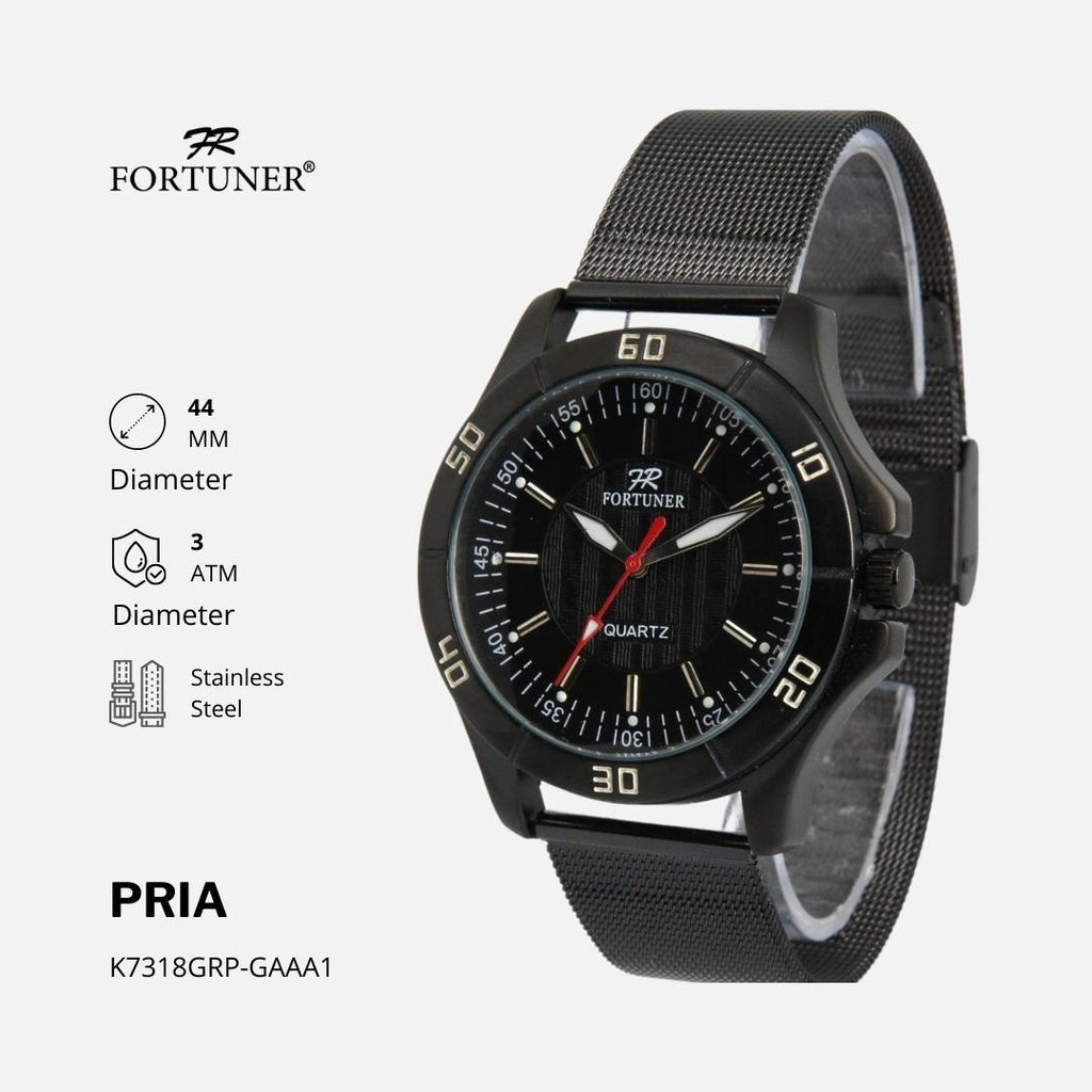 Fortuner Jam Tangan Pria Analog Strap Stainless Milanese Feivel