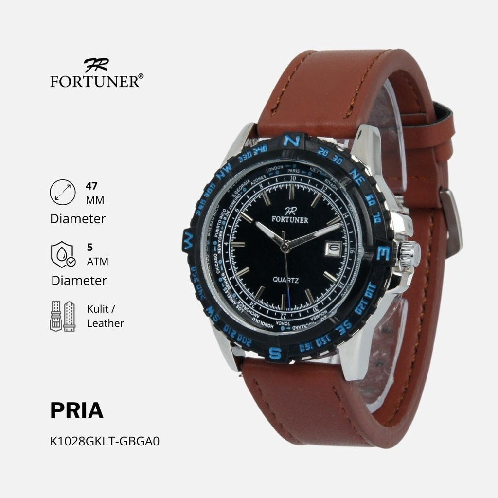 Fortuner Jam Tangan Analog Pria Water Resistant Kulit Xerxes