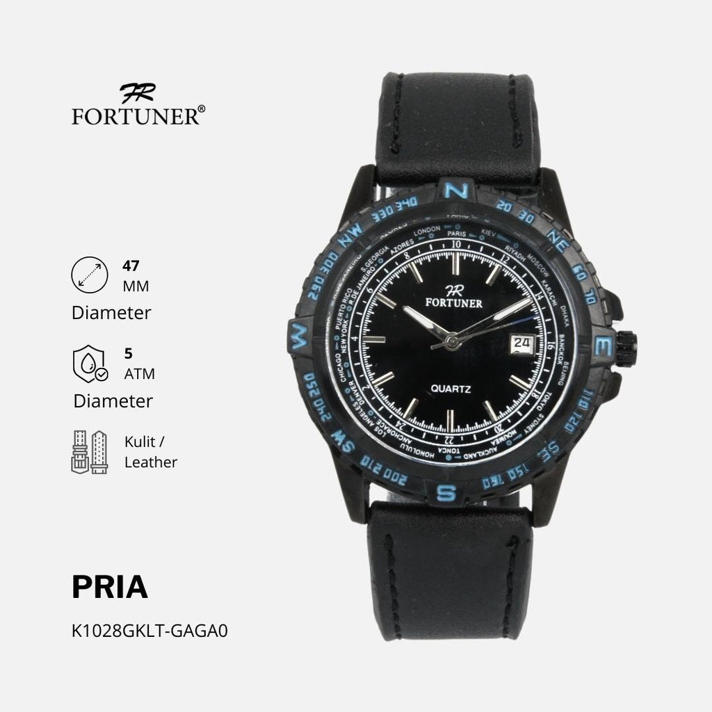 Fortuner Jam Tangan Analog Pria Water Resistant Kulit Xerxes