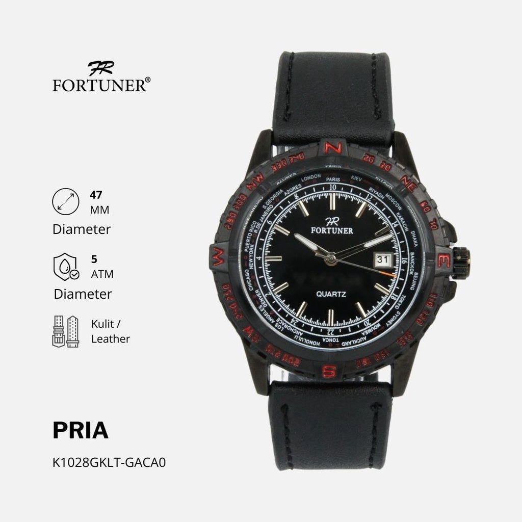 Fortuner Jam Tangan Analog Pria Water Resistant Kulit Xerxes