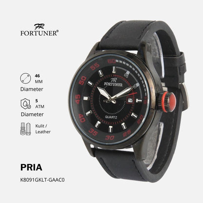 Fortuner Jam Tangan Pria Analog Sport Water Resistant Kulit Bane