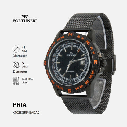 Fortuner Jam Tangan Pria Analog Strap Stainless Rantai Pasir Vyvian