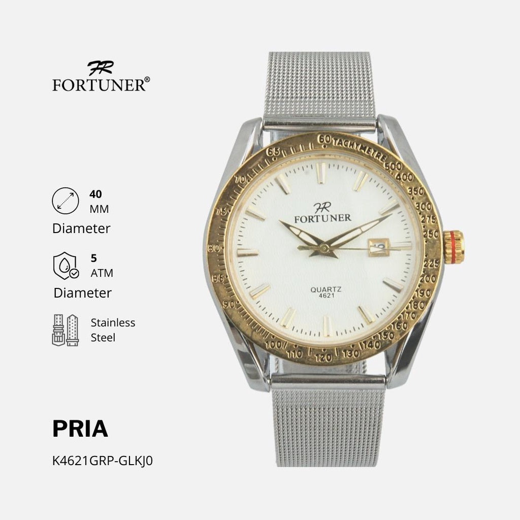 Fortuner Jam Tangan Pria Analog Strap Stainless Rantai Pasir Witold