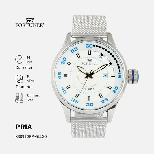 Fortuner Jam Tangan Pria Analog Strap Stainless Rantai Pasir Vittorios