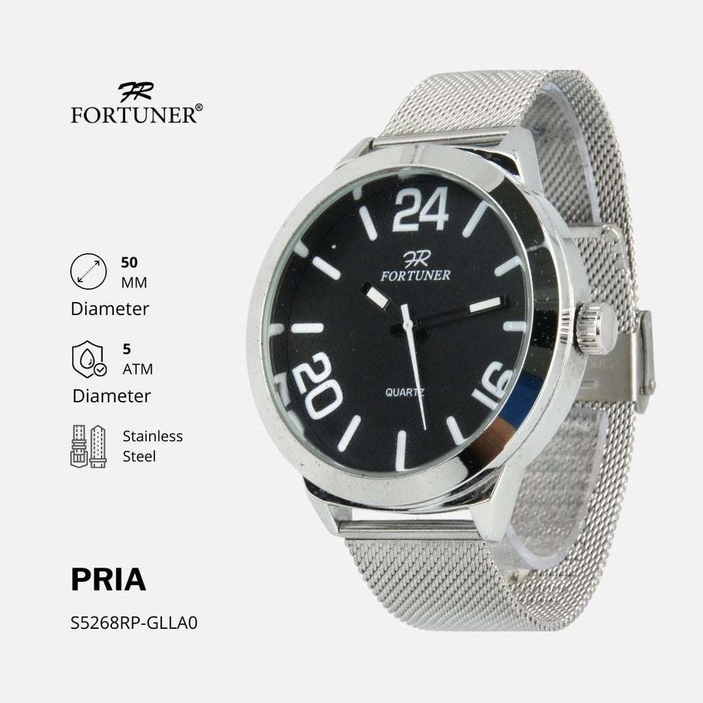 Fortuner Jam Tangan Pria Analog Anti Air Stainless Rantai Pasir Zubery