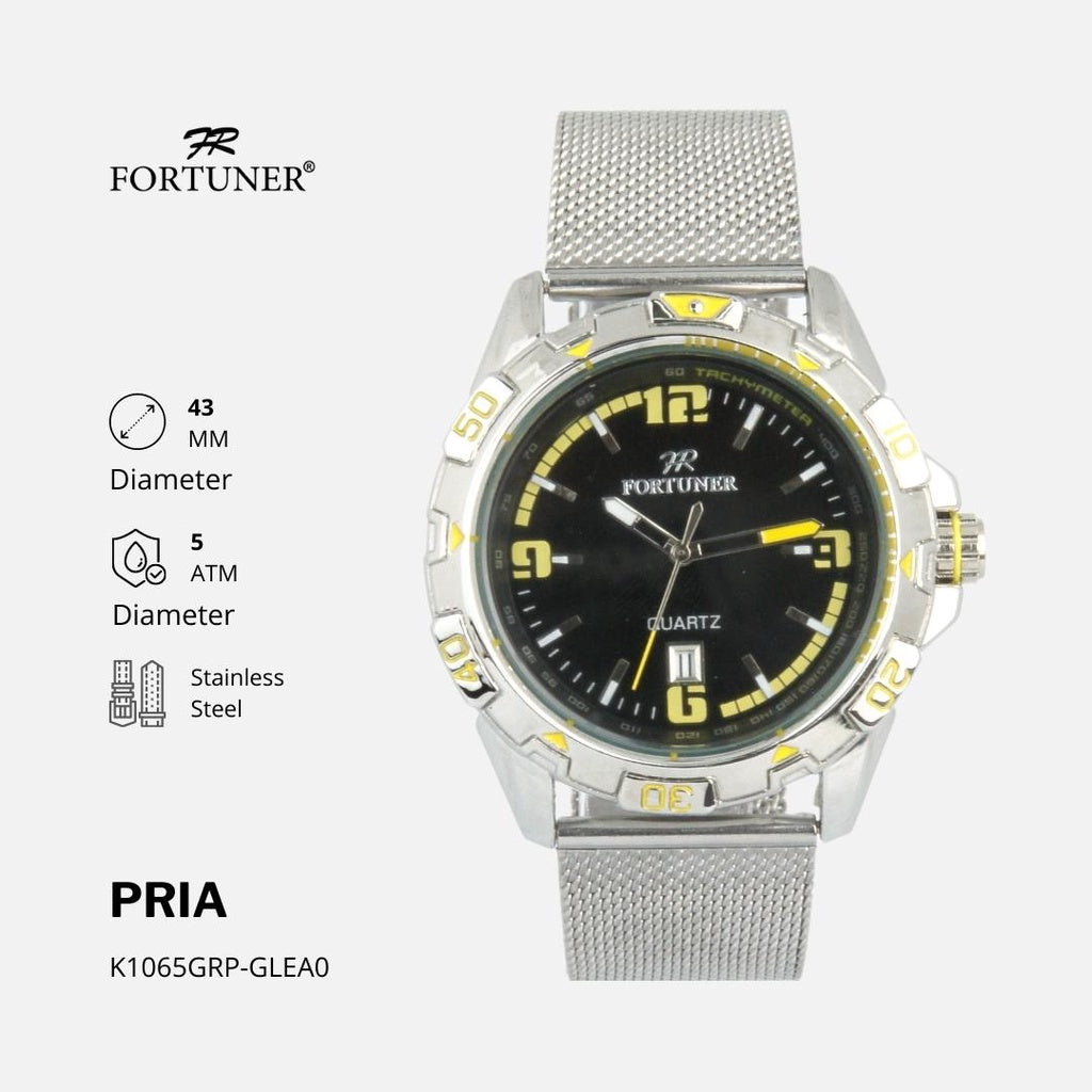 Fortuner Jam Tangan Pria Analog Strap Stainless Rantai Pasir Zaviero