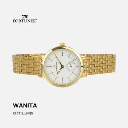 Fortuner Jam Tangan Wanita Tahan Air Rantai Stainless Gold Ulla