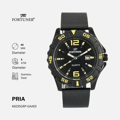 Fortuner Jam Tangan Pria Analog Strap Stainless Rantai Pasir Vitus