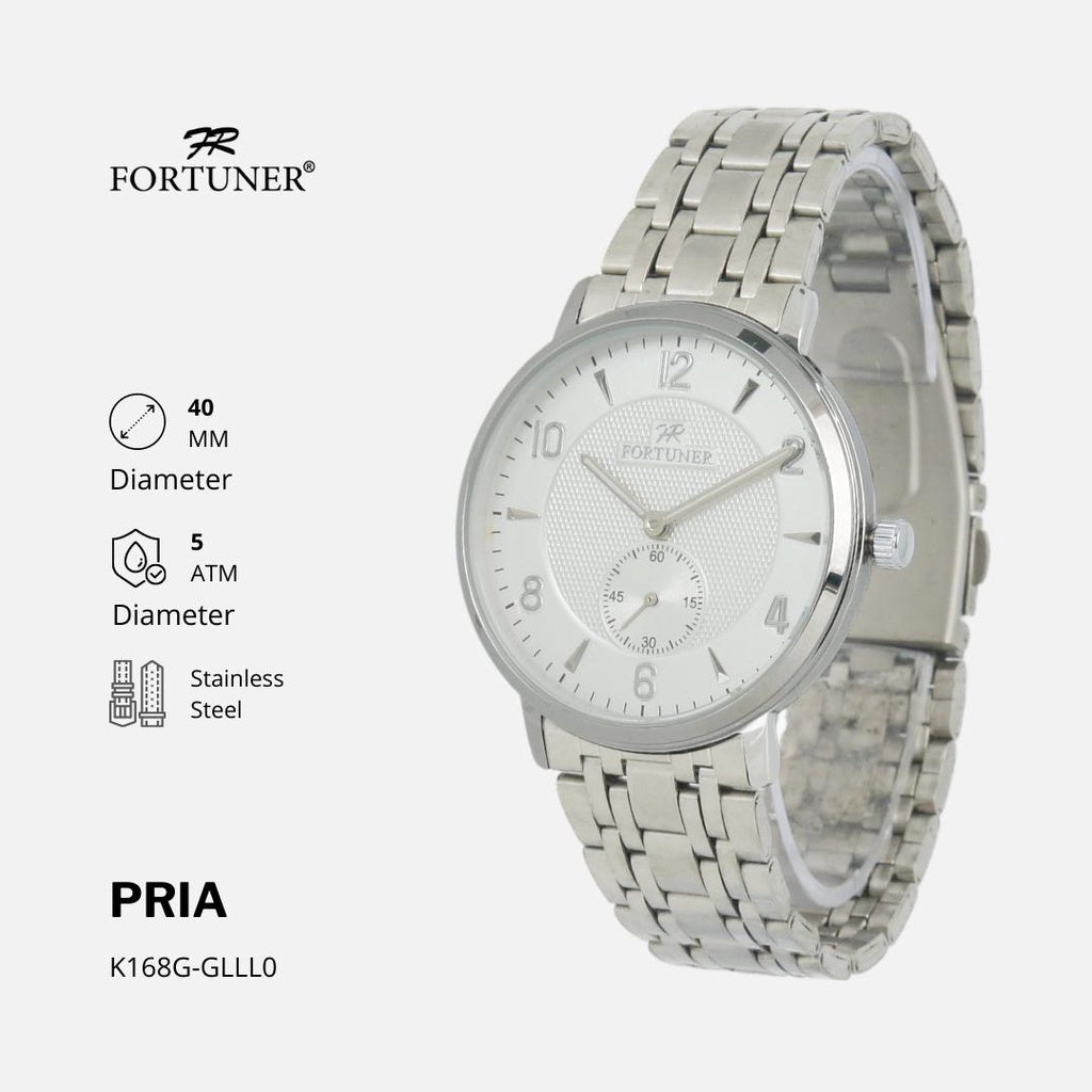 Fortuner Jam Tangan Pria Analog Water Resist Tahan Air Rantai Stainless Fulvio