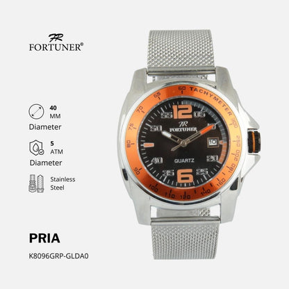 Fortuner Jam Tangan Pria Analog  Anti Air Stainless Rantai Pasir Zuriel