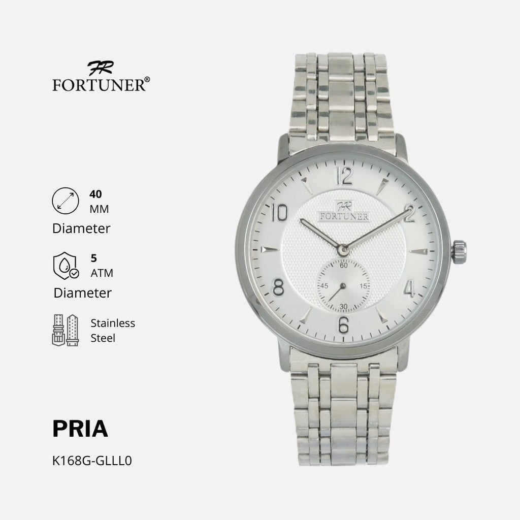 Fortuner Jam Tangan Pria Analog Water Resist Tahan Air Rantai Stainless Fulvio