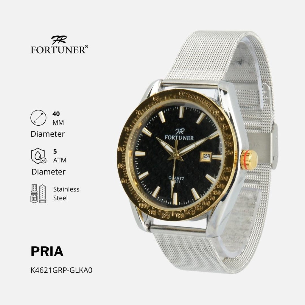 Fortuner Jam Tangan Pria Analog Strap Stainless Rantai Pasir Witold