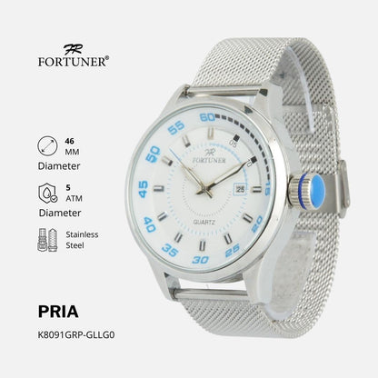 Fortuner Jam Tangan Pria Analog Strap Stainless Rantai Pasir Vittorios