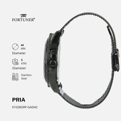 Fortuner Jam Tangan Pria Analog Strap Stainless Rantai Pasir Vyvian