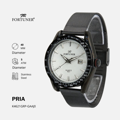 Fortuner Jam Tangan Pria Analog Strap Stainless Rantai Pasir Witold