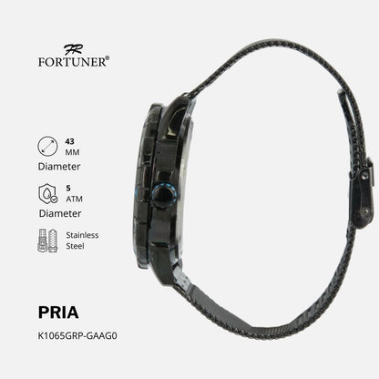 Fortuner Jam Tangan Pria Analog Strap Stainless Rantai Pasir Zaviero