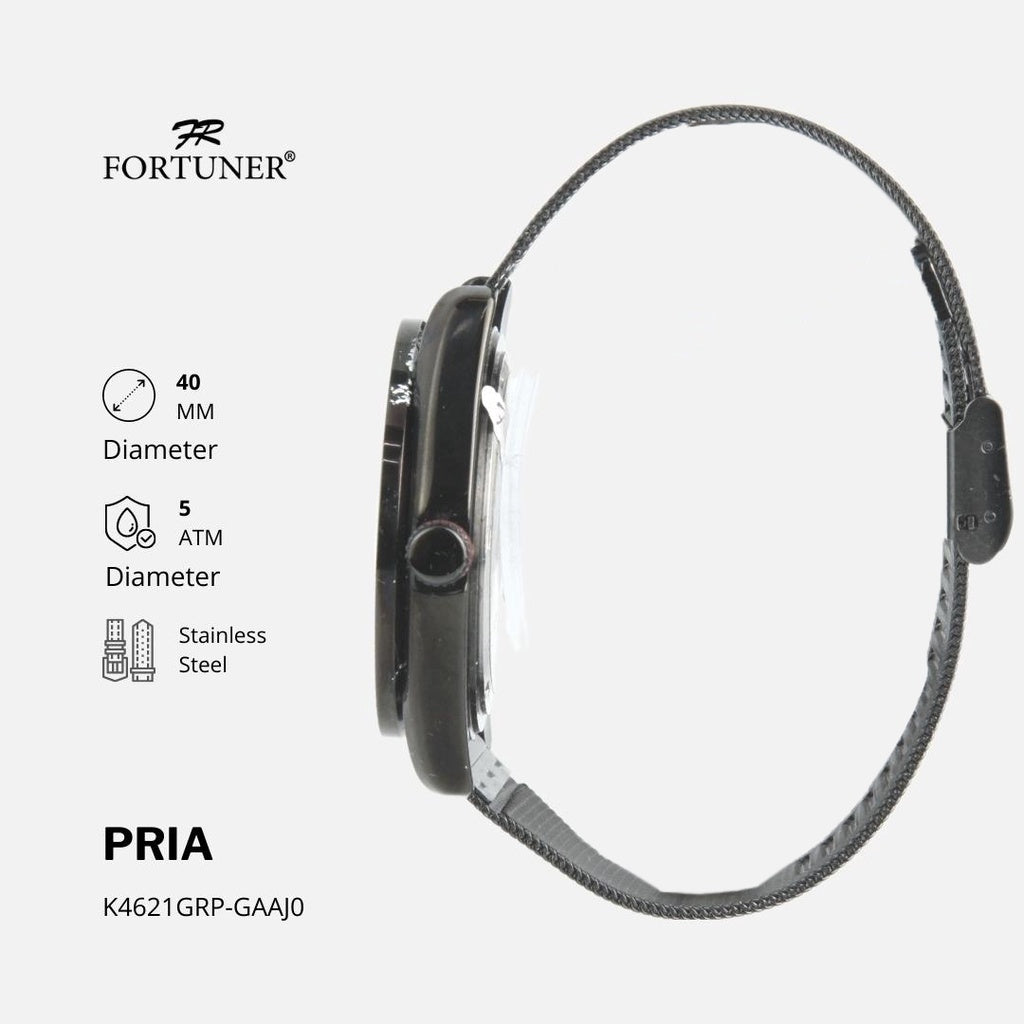 Fortuner Jam Tangan Pria Analog Strap Stainless Rantai Pasir Witold