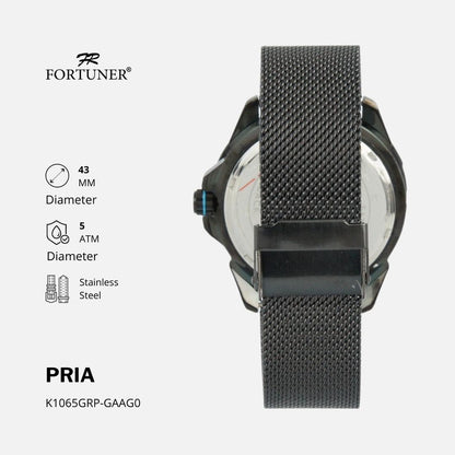 Fortuner Jam Tangan Pria Analog Strap Stainless Rantai Pasir Zaviero