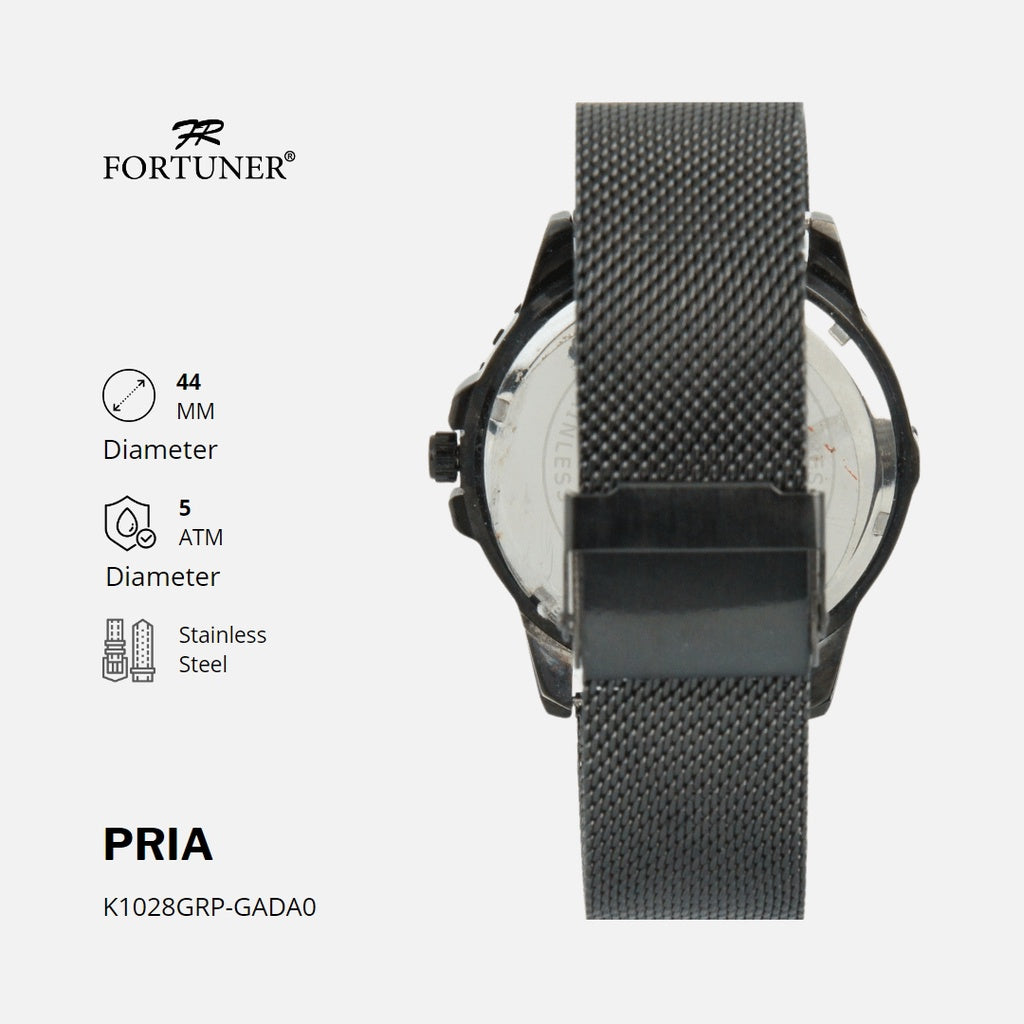 Fortuner Jam Tangan Pria Analog Strap Stainless Rantai Pasir Vyvian