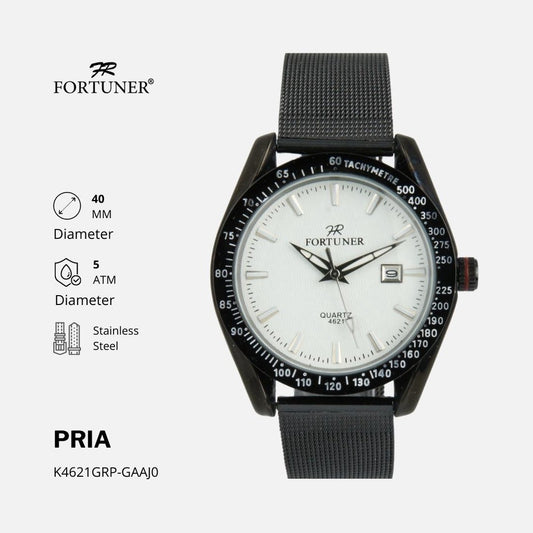 Fortuner Jam Tangan Pria Analog Strap Stainless Rantai Pasir Witold