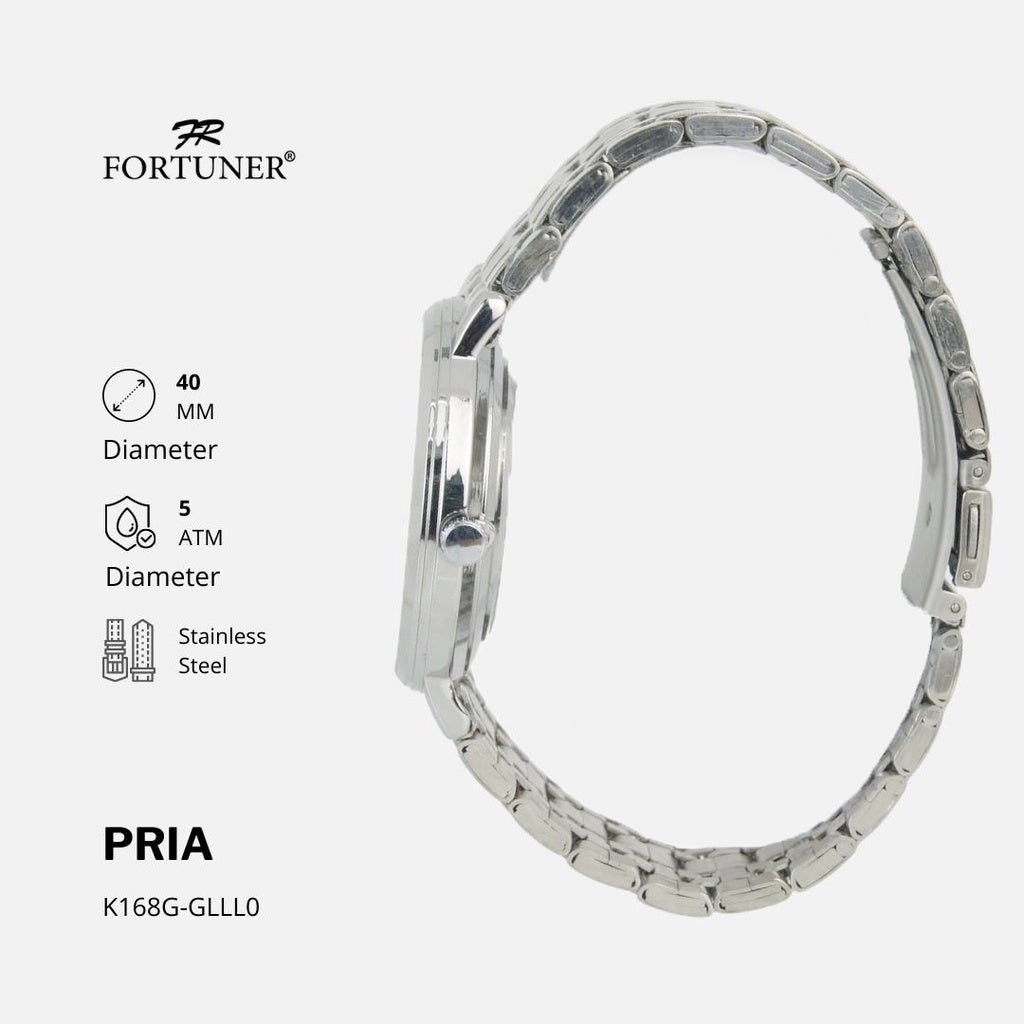 Fortuner Jam Tangan Pria Analog Water Resist Tahan Air Rantai Stainless Fulvio