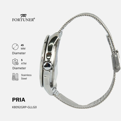 Fortuner Jam Tangan Pria Analog Anti Air Stainless Rantai Pasir Zygmunt