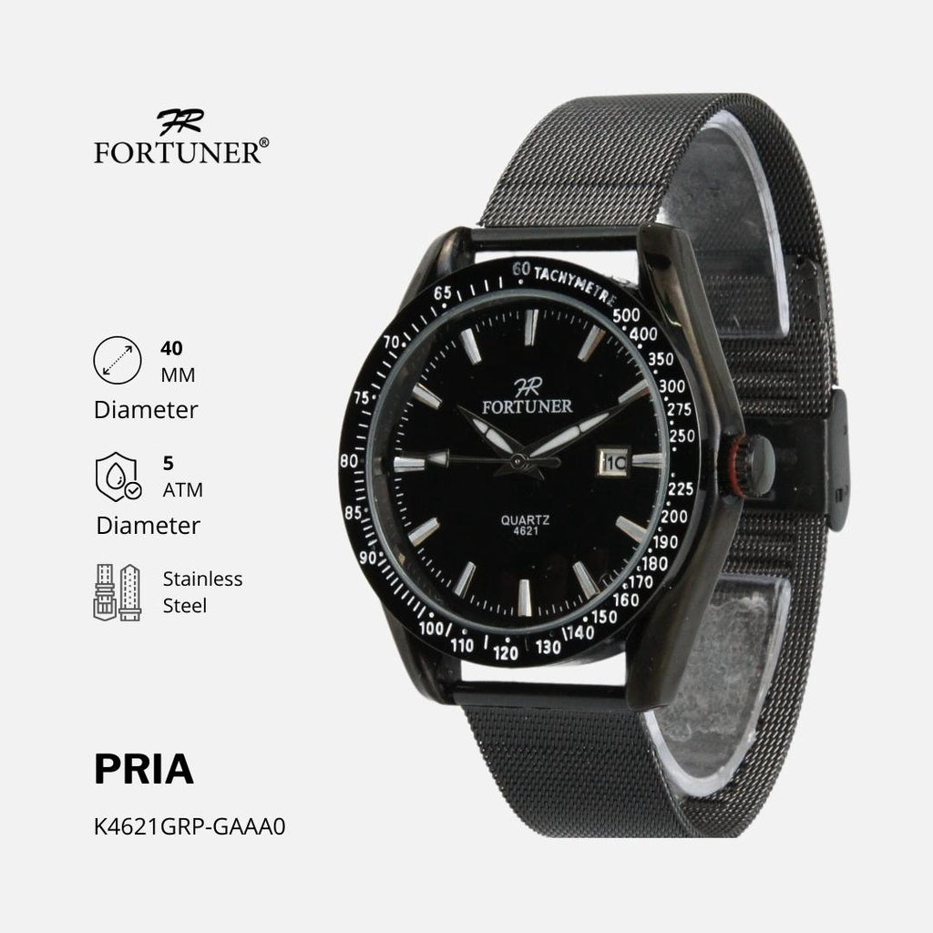 Fortuner Jam Tangan Pria Analog Strap Stainless Rantai Pasir Witold