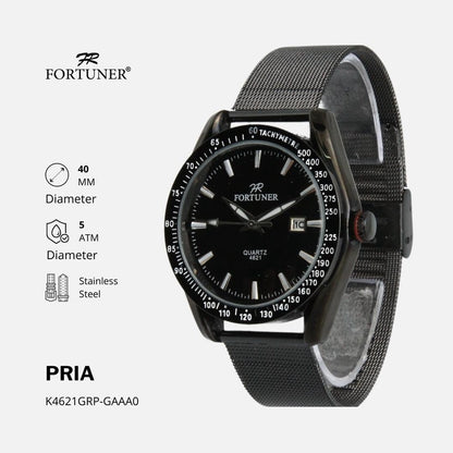 Fortuner Jam Tangan Pria Analog Strap Stainless Rantai Pasir Witold