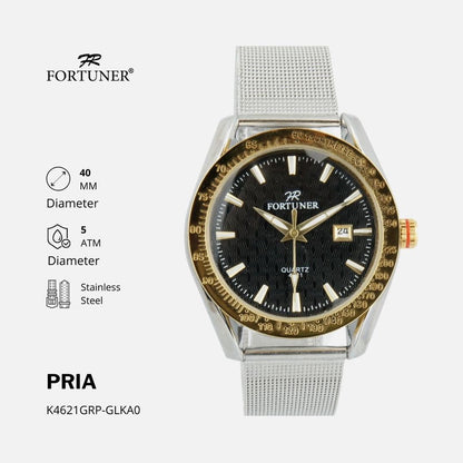 Fortuner Jam Tangan Pria Analog Strap Stainless Rantai Pasir Witold