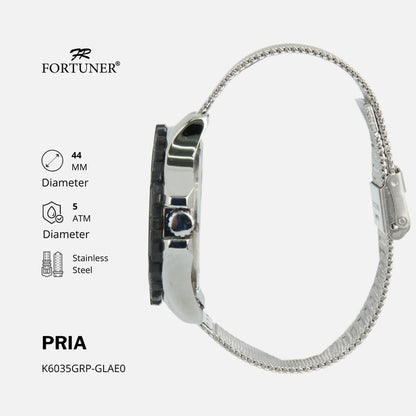 Fortuner Jam Tangan Pria Analog Strap Stainless Rantai Pasir Vitus