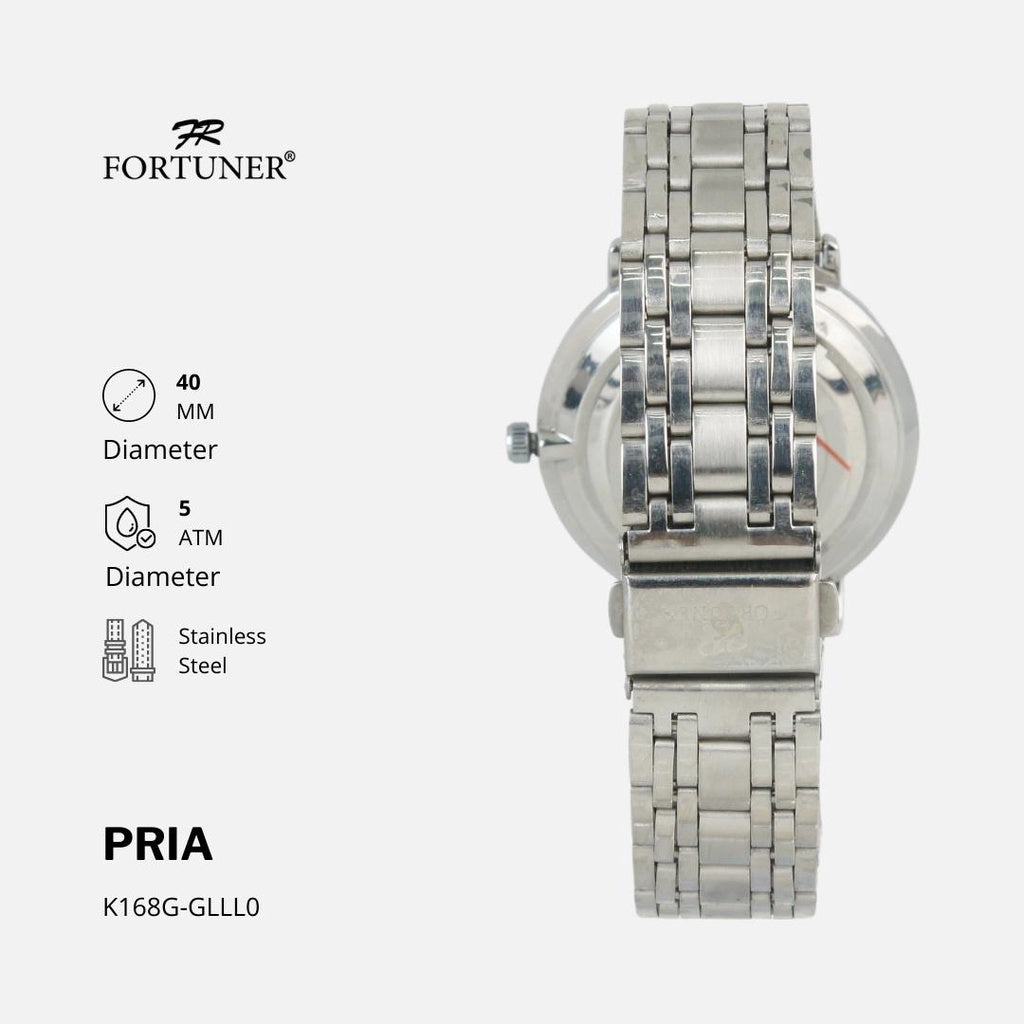 Fortuner Jam Tangan Pria Analog Water Resist Tahan Air Rantai Stainless Fulvio