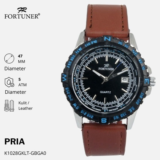 Fortuner Jam Tangan Analog Pria Water Resistant Kulit Xerxes