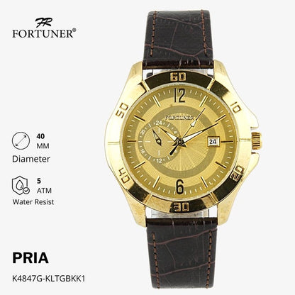 Fortuner Jam Tangan Analog Pria Kulit Water Resistant Abigail