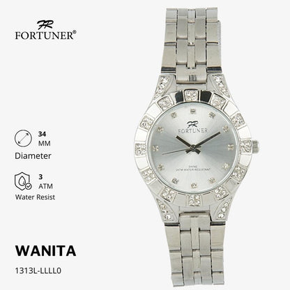 Fortuner Jam Tangan Analog Wanita Hitam Water Resistant Rantai Calandra