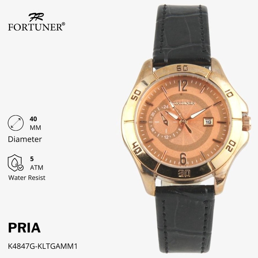 Fortuner Jam Tangan Analog Pria Kulit Water Resistant Abigail