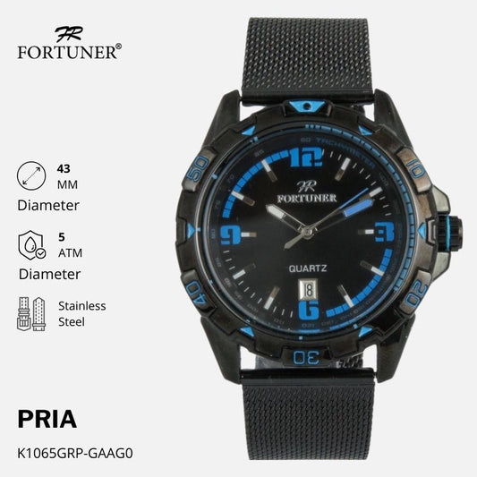 Fortuner Jam Tangan Pria Analog Strap Stainless Rantai Pasir Zaviero